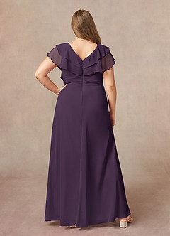 Azazie Snapdragon Mother of the Bride Dresses Plum A-Line V-Neck Ruched Chiffon Dress image7