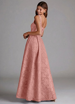 Azazie Amalie Bridesmaid Dresses Rosette A-Line Pleated Floral Burnout Dress image2