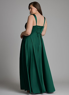Azazie Azaria Bridesmaid Dresses Emerald A-Line Corset Stretch Satin Dress image8