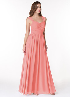 Azazie Zapheira Bridesmaid Dresses Coral A-Line Ruched Chiffon Dress image4
