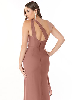 Azazie Maive Bridesmaid Dresses Cedar Rose Sheath Pleated Ruffle Chiffon Dress image6
