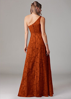 Azazie Ellianna Jurken voor bruidsmeisjes Jurk van Bloemen Burn-out met A-lijn One-shoulder Paprika image2