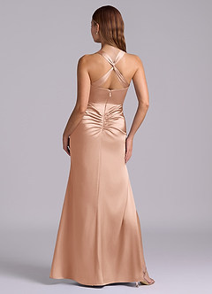 Azazie Amelie Bridesmaid Dresses Rose Gold A-Line Pleated Stretch Satin Dress image7