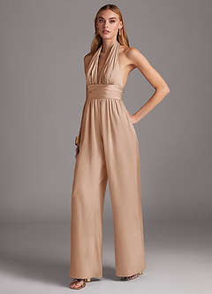 Azazie Oli Brudtärnklänningar Jumpsuit av i Stretch Satin Plisserad image1