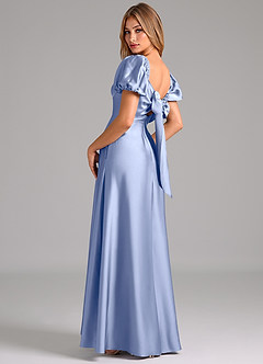 Azazie Fatima Bridesmaid Dresses Ice A-Line Pleated Stretch Satin Dress image2