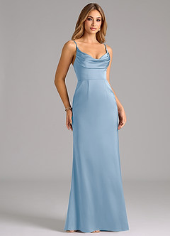 Azazie Aimee Bridesmaid Dresses Powder Blue A-Line Sweetheart Neckline Stretch Satin Dress image3