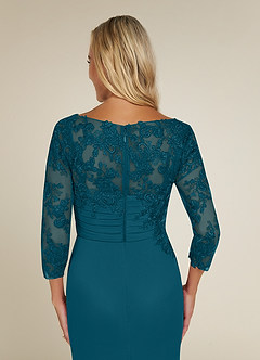 Azazie Alisondra Mother of the Bride Dresses Ink Blue Sheath Scoop Lace Lace Dress image6