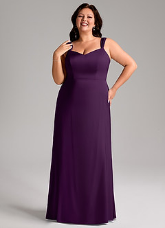 Azazie Denice Bridesmaid Dresses Grape Sheath Pleated Stretch Satin Dress image10