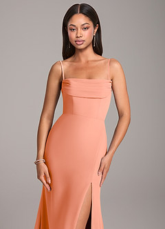 Azazie Saige Bridesmaid Dresses Sunset Sheath Off the Shoulder Chiffon Convertible Dress image2