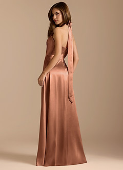 Azazie Tracie Bridesmaid Dresses Bronzer A-Line Pleated Metallic Satin Dress image9