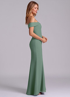 Azazie Luciana Bridesmaid Dresses Eucalyptus Sheath Off the Shoulder Chiffon Convertible Dress image6