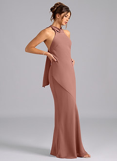 Azazie Velli Robes de demoiselle d'honneur Robe Sirène en Mousseline de soie Arc Rose De Cèdre image4