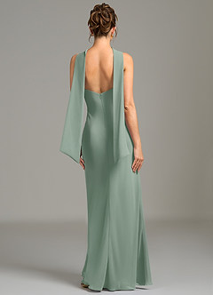 Azazie Cassiana Bridesmaid Dresses Silver Sage Mermaid Pleated Chiffon Dress image5