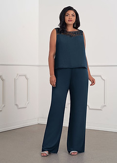 Azazie Maura Mother of the Bride Dresses Dark Navy Jumpsuit/Pantsuit Sequins Chiffon Dress image10