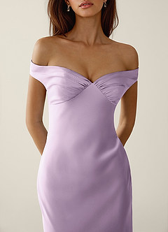 Gwendonme Frosted Lilac Satin Crystal Linen Prom Dress image5