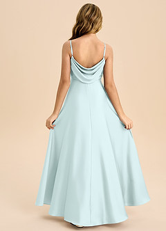 Azazie Bug Junior Robe Trapèze en Satin extensible Plissée Verre De Mer image1