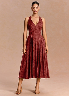 Sonia Orange Red Midi Dress image4