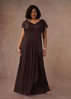 Azazie Reneya Final Sale Mulberry A-Line Pleated Mesh Dress image7
