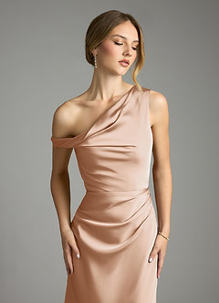 Azazie Emerson Abiti da Damigella Abito Sirena in Raso Elasticizzato a Spalla Scoperta Rosa Inglese image6