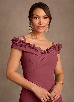 Azazie Jettie Mère de la mariée Robes Robe Fourreau en Mousseline de soie Plissée Merlot image4