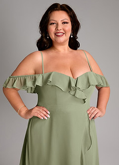 Azazie Lyra Bridesmaid Dresses Pistachio A-Line Chiffon Convertible Dress image17