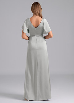 Azazie Ambrosia Bridesmaid Dresses Silver A-Line Pleated Stretch Satin Dress image3