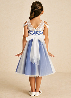 Azazie Sunnie Flower Girl Dresses Royal Blue A-Line Lace Tulle Dress image3