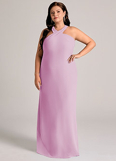 Azazie Doretta Robes de demoiselle d'honneur Robe Sirène en Mousseline de soie Plissée Rose Bonbon image8