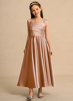 Azazie Bundle Junior Formal Flower Girl Klänningar Klä A-Line i Matt satäng Plisserad image1