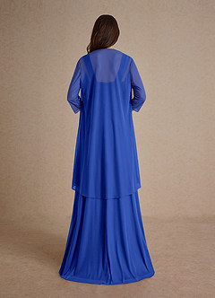 Azazie Clinton vestidos de madre de la novia Vestido de Azul Real de Malla de Corte En A con Plisado image3