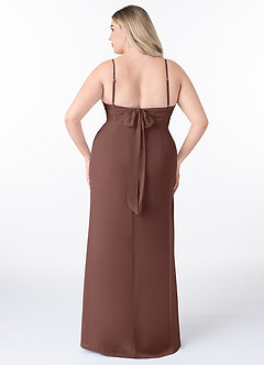 Azazie Mai Bridesmaid Dresses Espresso Sheath Pleated Chiffon Dress image8