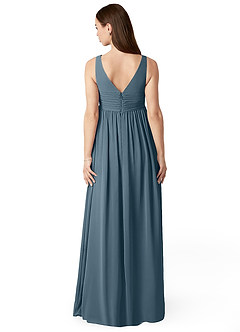 Azazie Yetta Maternity Bridesmaid Dresses A-Line V-Neck Gathered Chiffon Floor-Length Dress image2