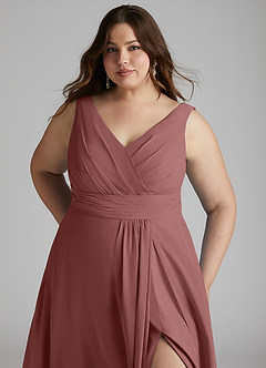 Azazie Karina Bridesmaid Dresses Amethyst A-Line Pleated Chiffon Dress image11