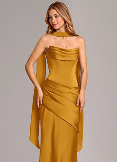 Azazie Pelagia Brudtärnklänningar Klä av Sjöjungfru i Stretch Satin Korsett Knäck Konvertibel image5