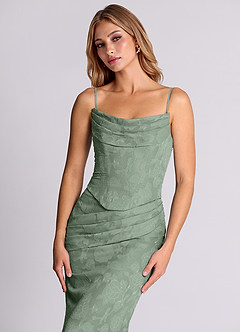 Azazie Sorrel Bridesmaid Dresses Matcha Mermaid Corset Floral Burnout Convertible Dress image7