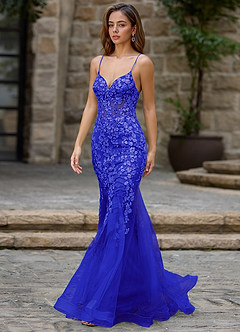 Dentelle Blu Oceano Abito da ballo a sirena image4