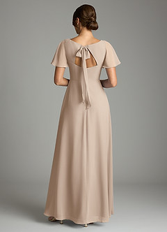 Azazie Kimber Bridesmaid Dresses Taupe A-Line Flounce Sleeve Chiffon Dress image3