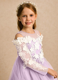 Azazie Lilah Flower Girl Klänningar Klänning A-linje i Tyll Spets image6