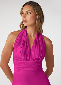 Azazie Fifi Vestidos de damas de honor Vestido de Fucsia de Gasa de Corte En A Convertible con Sin tirantes image11