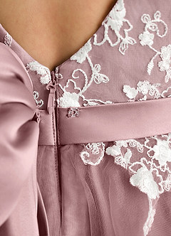 Azazie Butterfly Flower Girl Dresses Dusty Rose A-Line Lace Dress image5