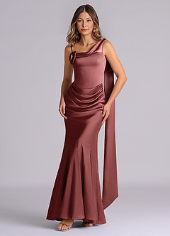 Azazie Inara Bridesmaid Dresses Amethyst Mermaid Pleated Stretch Satin Dress image1