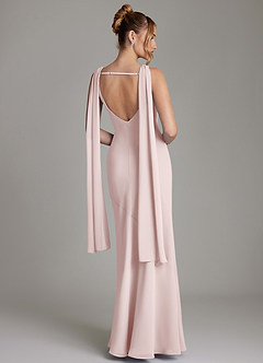 Azazie Essence Bridesmaid Dresses Blushing Pink Sheath Chiffon Dress image2