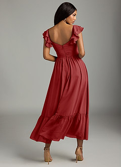 Azazie Anaya Brautjungfernkleider A-Linie Plissee Chiffon Kleid Rost image5