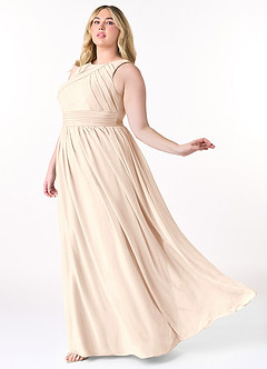 Azazie Harper Brautjungfernkleider A-Linie Plissee Chiffon Kleid Alabaster Weiß image8