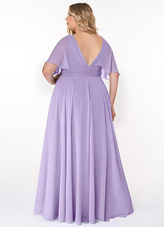 Azazie Pamela Bridesmaid Dresses Lilac A-Line V-Neck Pleated Chiffon Dress image7