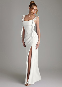 Azazie Jessamine Bridesmaid Dresses White Mermaid Corset Chiffon Dress image6