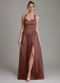 Azazie Francis At-home Try On Dresses Agave A-Line Corset Stretch Satin Dress image1