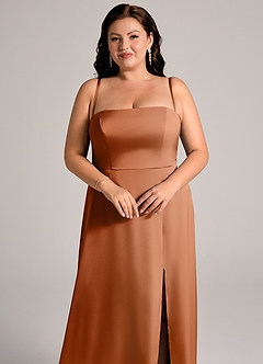 Azazie Wren Brudtärnklänningar Klä av A-Linje i Stretch Satin Axelbandslös Koppar Konvertibel image11