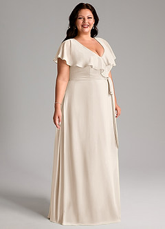 Azazie Lainey Bridesmaid Dresses White Alabaster A-Line with Pockets Chiffon Dress image11
