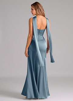 Azazie Shiloh Bridesmaid Dresses Dusty Blue Mermaid Strapless Stretch Satin Convertible Dress image7